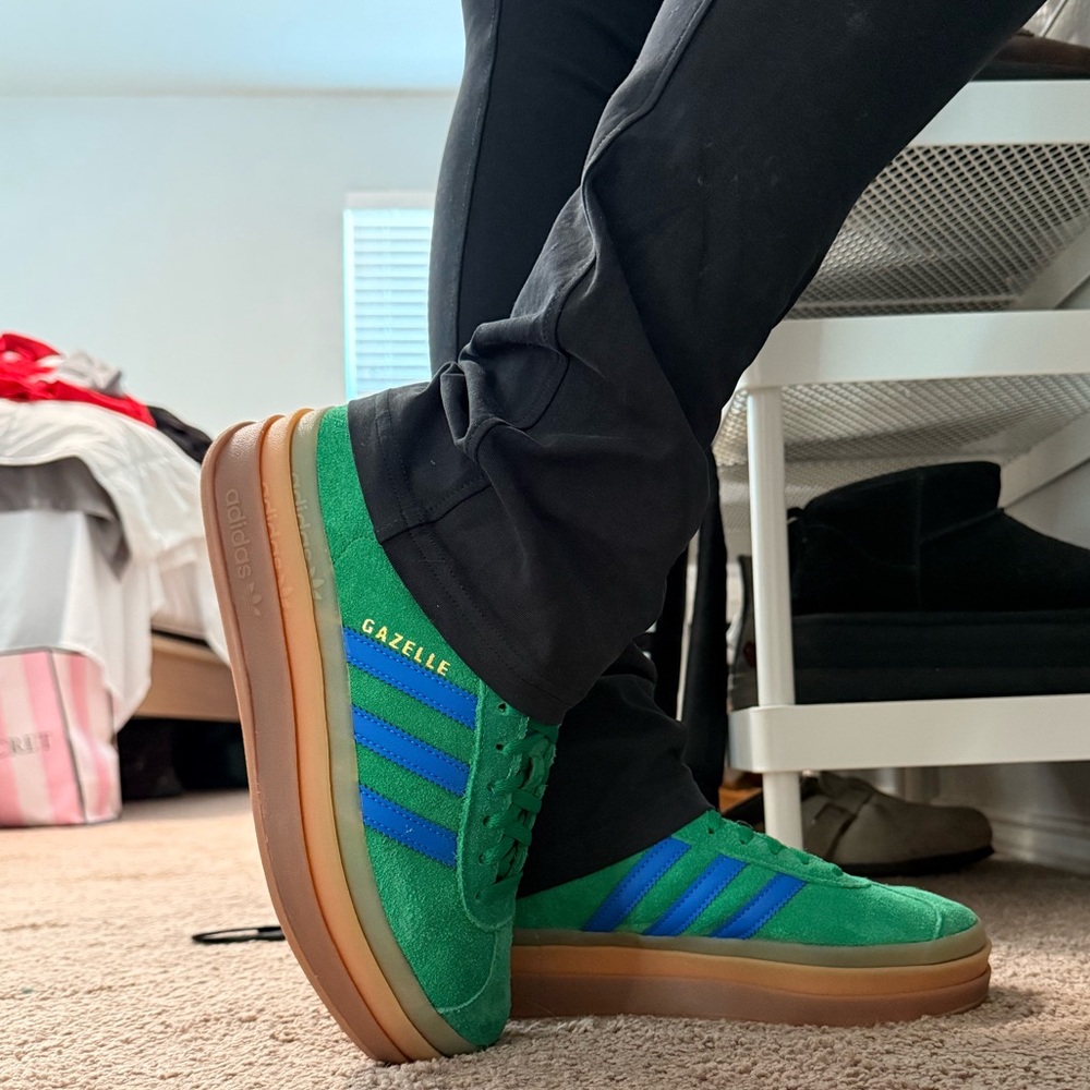 Adidas Gazelle Green and Blue Sneakers